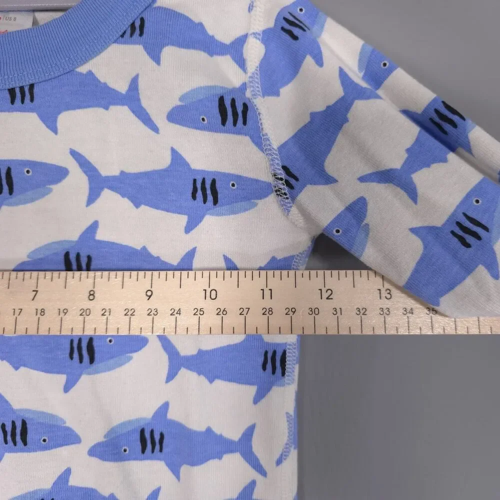 HANNA ANDERSSON‎ 100% Organic Cotton Shark Pajama 8 Set Kids White & Blue